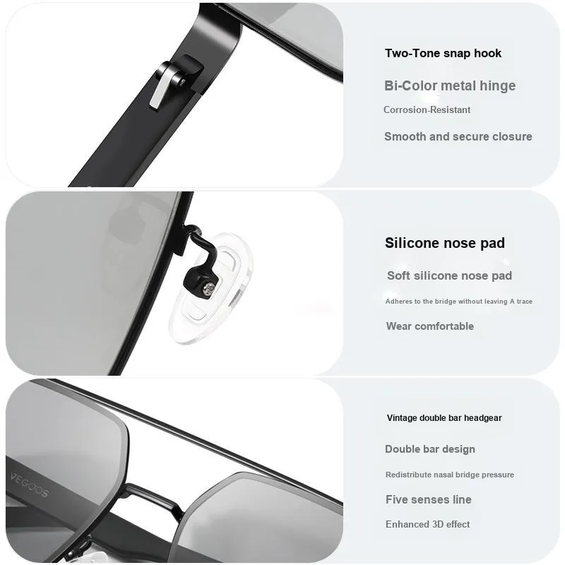 VEGOOS Alloy Carbon Fiber Aviator Sunglasses Unisex-10