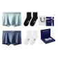 7A Antibacterial 120S Modal[Cyan+Royal Blue][100% cotton Socks 2 Pack]Box