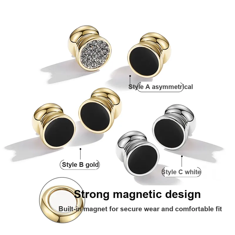 DAIRUO Rhinestone Clip On Earrings Men's-4