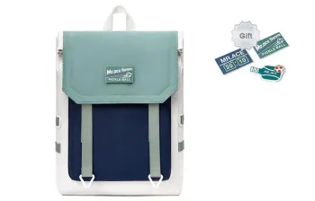 MR.ACE HOMME Polyester Student Computer Backpack Regular Unisex Dusty Blue White/Caramel White