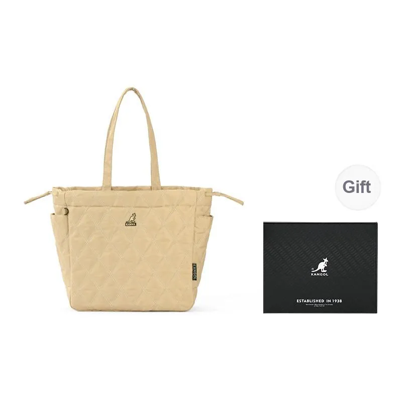 KANGOL Fabric Warm Tote Bag, Shopping Bag, Handbag, Shoulder Bag Unisex Khaki/Black-5