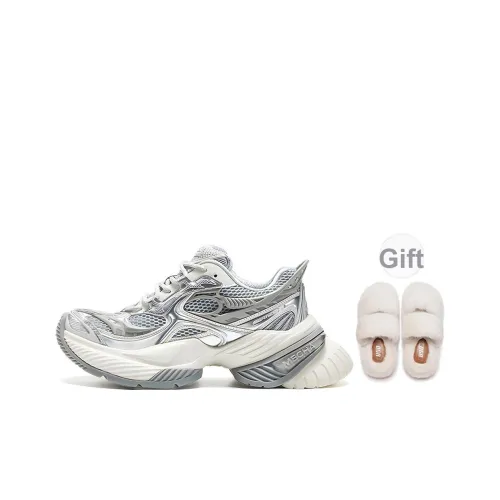 OGR Rebound Высота Увеличивающие Низкие Кроссовки для Бега Унисекс Жидкость Металлический Серебристый