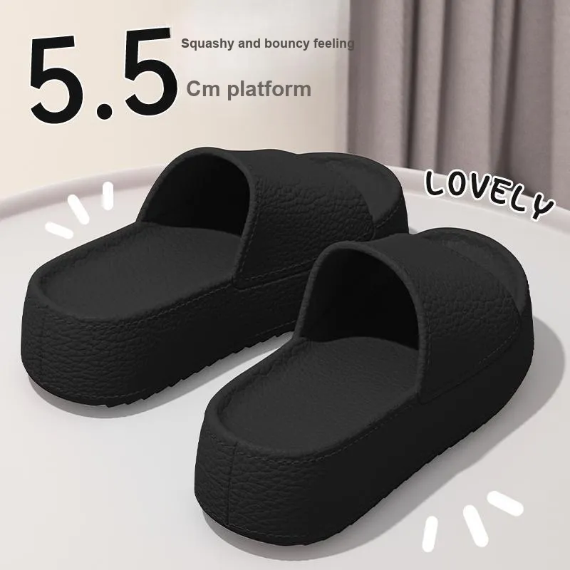 LUNNIFEIYA Platform Slippers High Heel Slip Resistant Versatile Height Increasing Home Slippers-5