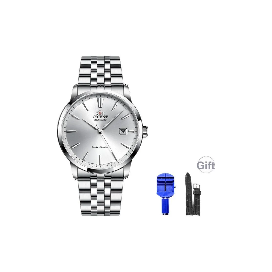ORIENT Автоматический Механический Механизм Нержавеющая Сталь Ремешок Часы Мужские Часы Серебристый Циферблат