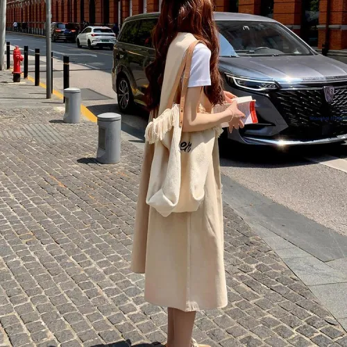 Tonlion Sleeveless Dress Women's Khaki Gray