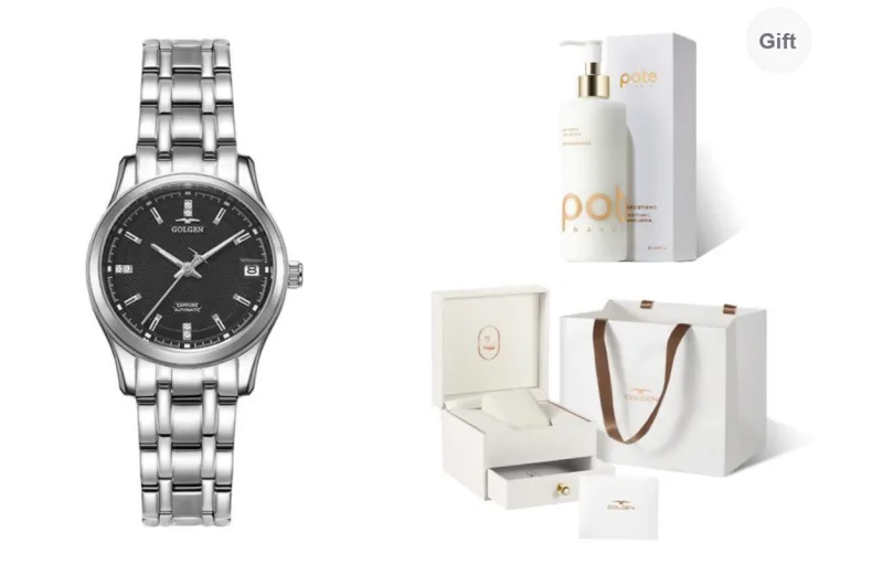 GOLGEN Mechanical Movement Stainless Steel Watchband Watch Women's Watch White Dial-8