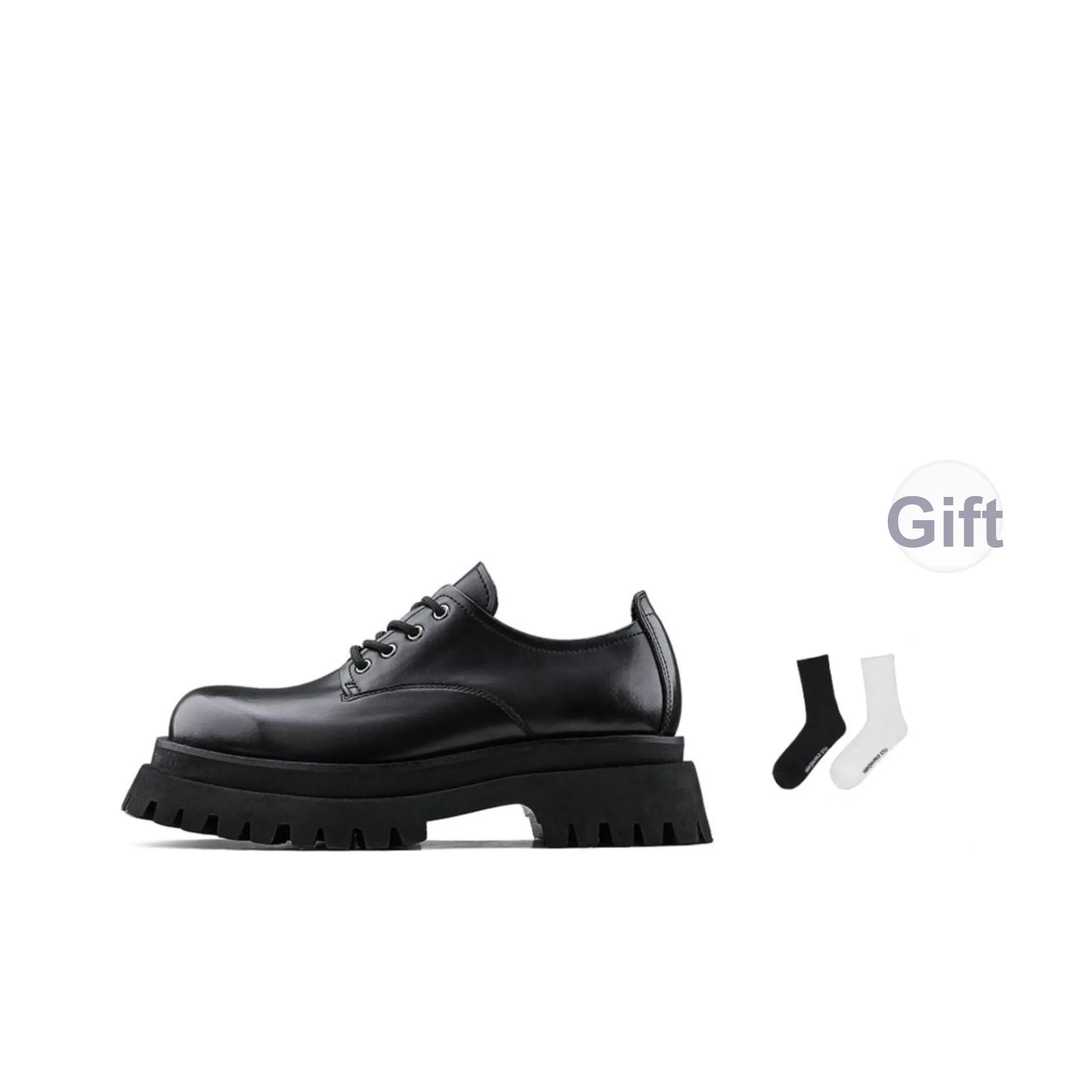 HANQIAORIJI Black Blood Series Dress Shoes Unisex Low-Top Black