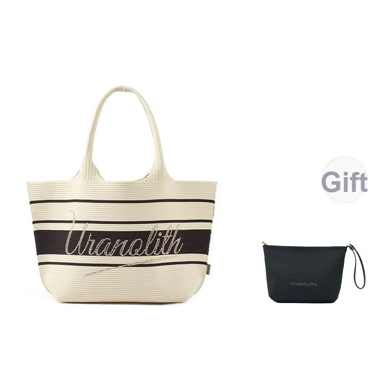 URANOLITH Fabric Tote Beach Bag Handbag Large Size Women's Beige Coffee Stripes/Beige/Blue Beige Stripes/Black