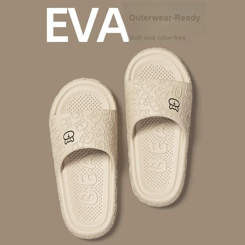 CEO EVA Quiet Home Bathroom Summer Slip Resistant Squashy And Bouncy Feeling Cartoon Bear Platform Slippers-13