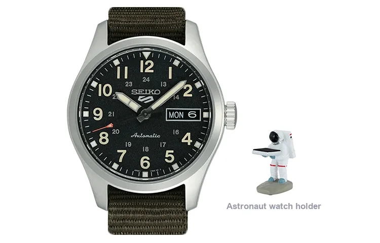 SEIKO Automatic Mechanical Movement Canvas Strap Watch Men's Watches Black Dial-1