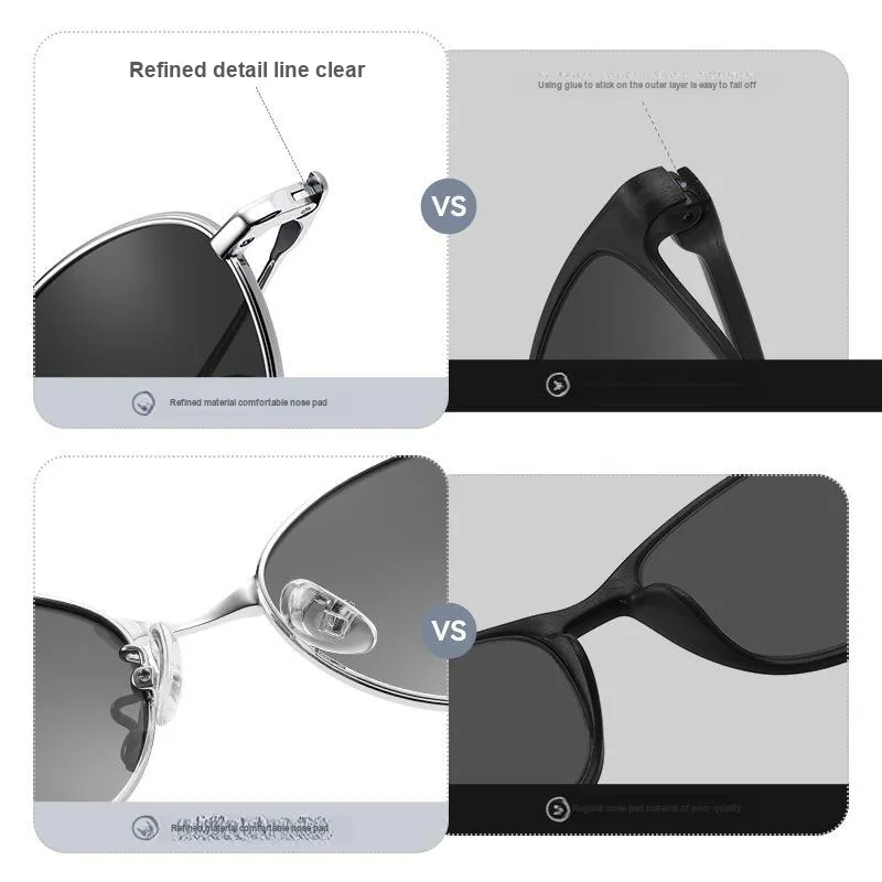 Thunder Pailong Metal Cat Eye Sunglasses Women's Black, Silver-2