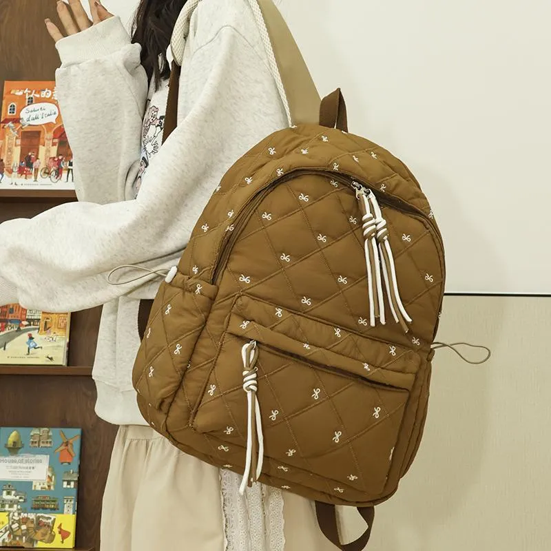 MOK Oxford Backpack Women's Black/Pink/Burgundy/Light Brown/Beige-17