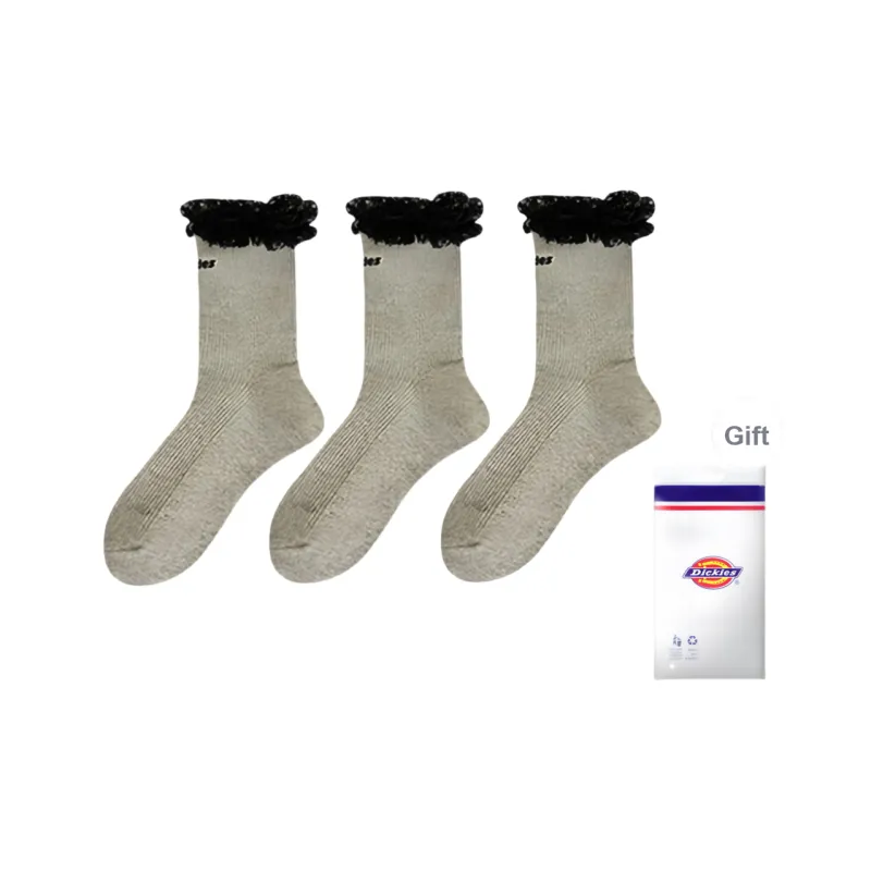 Dickies Moisture-Wicking Breathable Lace Trim Design Fall And Winter Crew Socks Women's-6