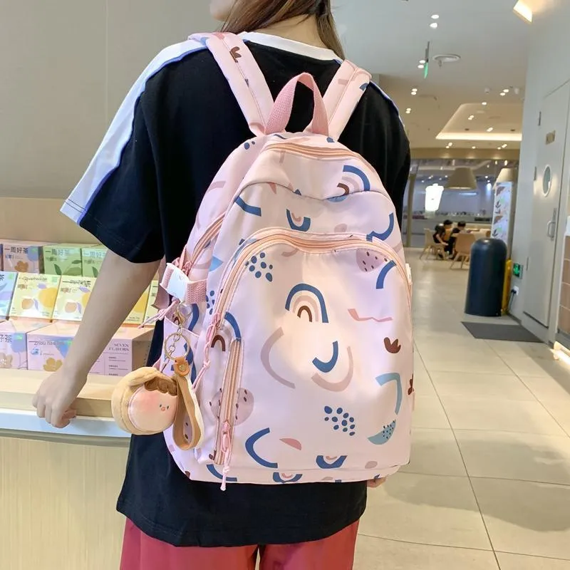 Cwatcun Nylon Backpack Women's Ecru/Pink/Light Green/Blue/Black-11