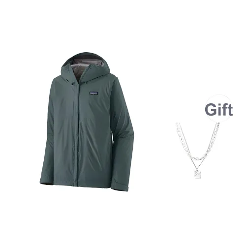 Patagonia Torrentshell 3L Windbreaker Jackets Unisex Green Comes With Necklace