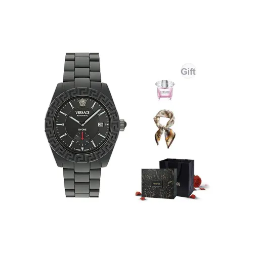 VERSACE Автоматический Механический Механизм Мужские Часы 42мм*42мм*9мм Черный