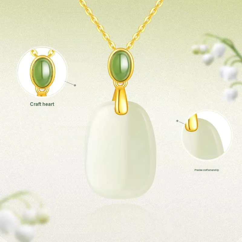 JINLIUFUJIXIANG Hetian Jade Necklaces White Jade/Pale Greenish White Jade Unisex-3