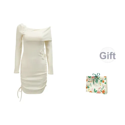 Oddgoods Длинное платье с длинными рукавами женское бежево-желтое