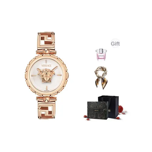 VERSACE Наручные часы Кварцевый механизм 34 мм Белый циферблат Женские часы Ограниченная серия Удача Коробка + шелковый шарф + VERSACE Парфюм