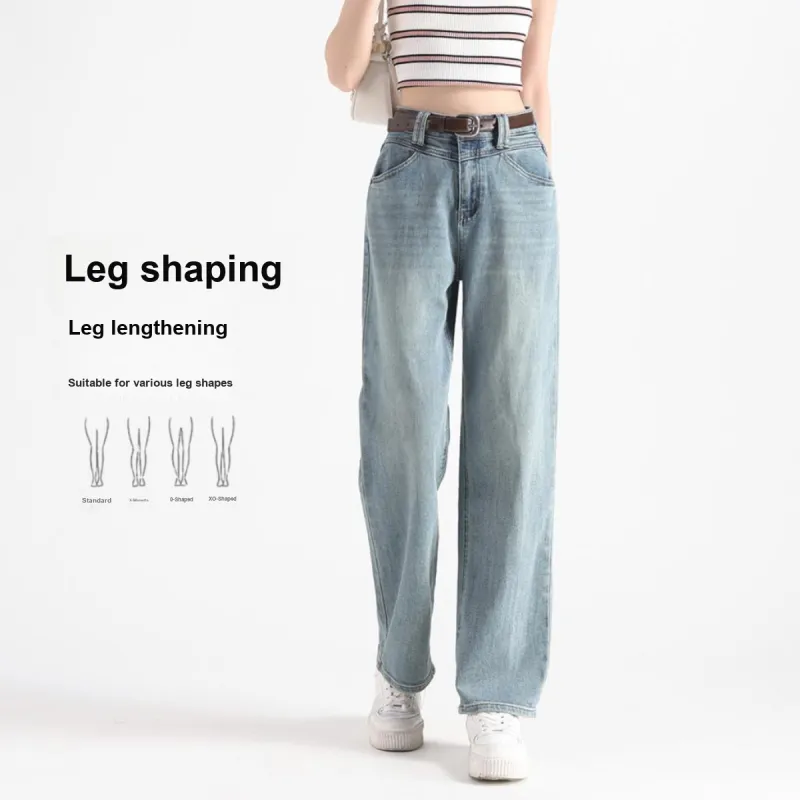 FAWENXIANGZI Jeans Women's Vintage Blue-2