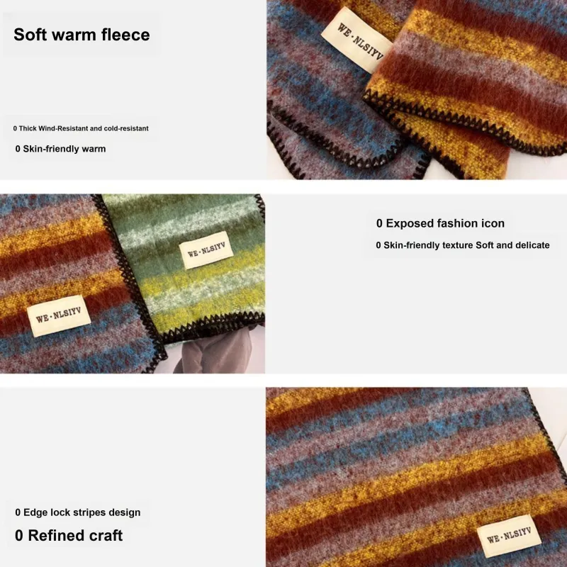 PLAN IN Knit Scarves Unisex-8