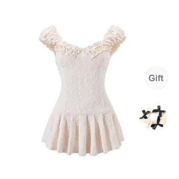 CPAURA Slip Dresses Women's Apricot+Bowknot Hair Tie Comes With