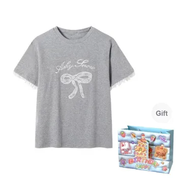 TWOPLUMGIRLS T Shirts Women's Gray Shopping Bag Included