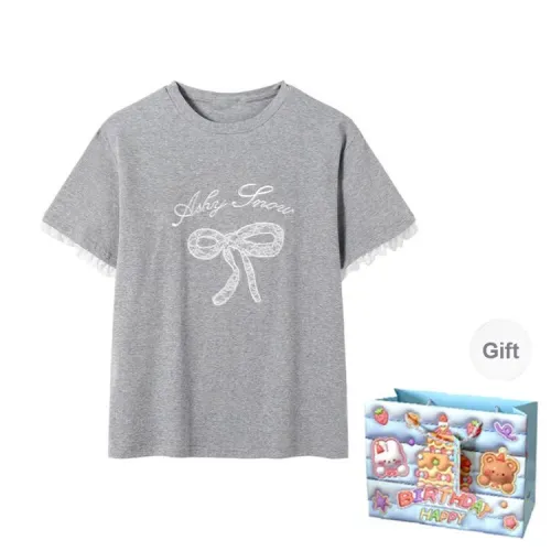 TWOPLUMGIRLS T Shirts Women's Gray Shopping Bag Included