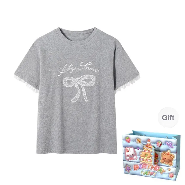 TWOPLUMGIRLS T Shirts Women's Gray Shopping Bag Included-0