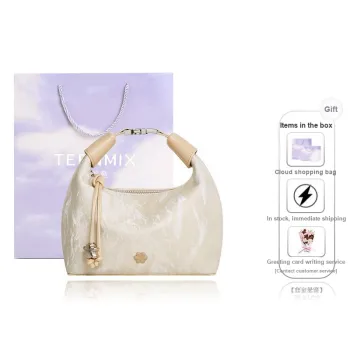 Teenmix Cow Sliced Leather Dumpling Bag Handbag Shoulder Bag Crossbody Bag Regular Women's White/Space Silver
