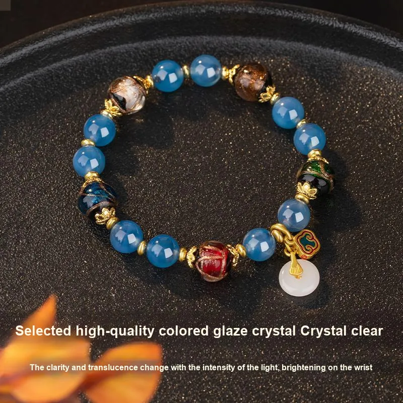 MOLADY Colored Glaze Natural Jade Bracelet For Women's Women's-1