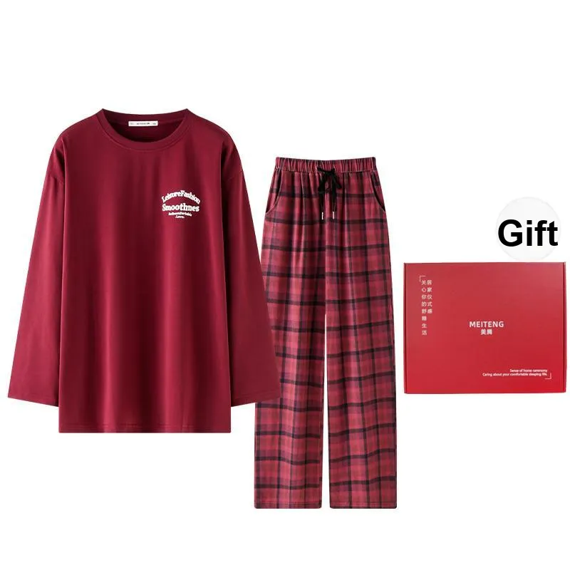 MEITENG Pajama Set Spring And Fall Season Women's Red