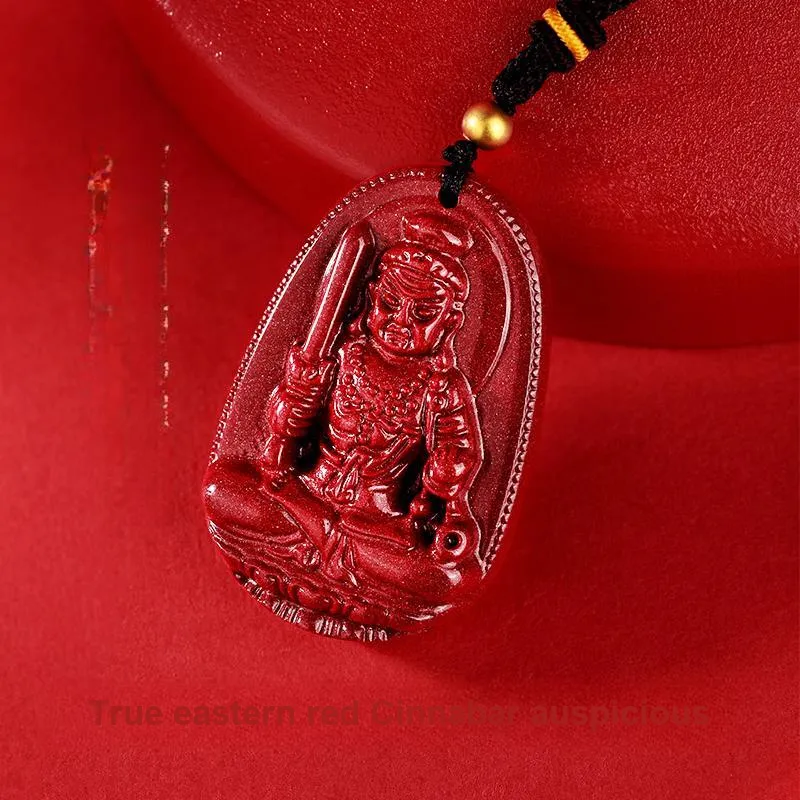 JINLIUFUJIXIANG Reconstructed Cinnabar Necklaces Unisex-4