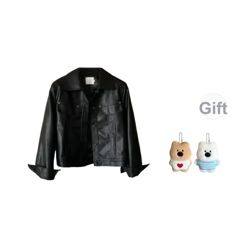 GHPC Черный Женский Кожаный Куртка