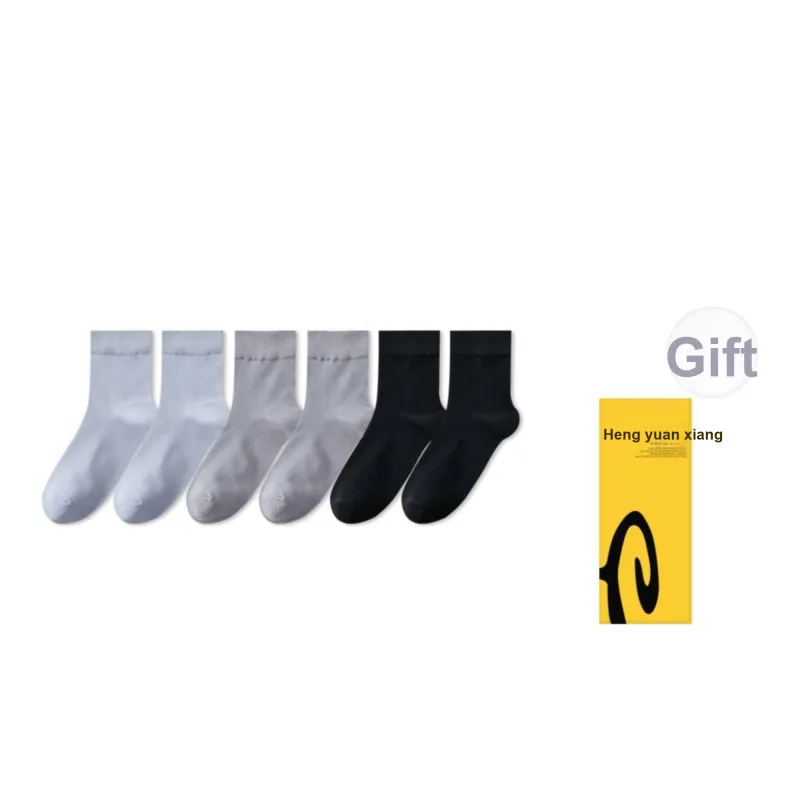 H YXIANG Mid Calf Socks Men's Box 6 Pack-7