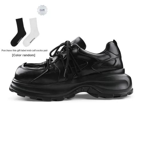 HANQIAORIJI Rakura Series Chunky Sneakers Unisex Low-Top Black