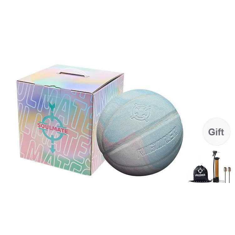 RIGORER PU Ice Cream Basketball Blue Pink Mismatched Color Size 7 Street Training Competition-7
