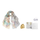 Light Yellow+Gold Lily of The Valley Limited Mother's Day Silk Scarf Ring Box
