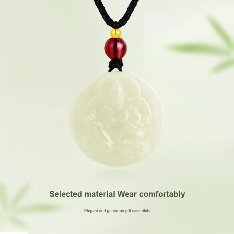 JINLIUFUJIXIANG Hetian Jade Necklaces White Jade/Pale Greenish White Jade Unisex-4