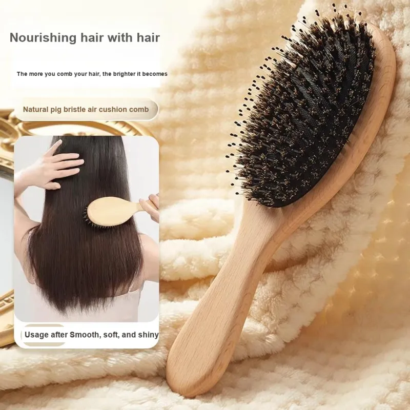 ZHENZI Boar Bristle Combs Air Cushion Comb Shunfa Head Meridian Massage-1