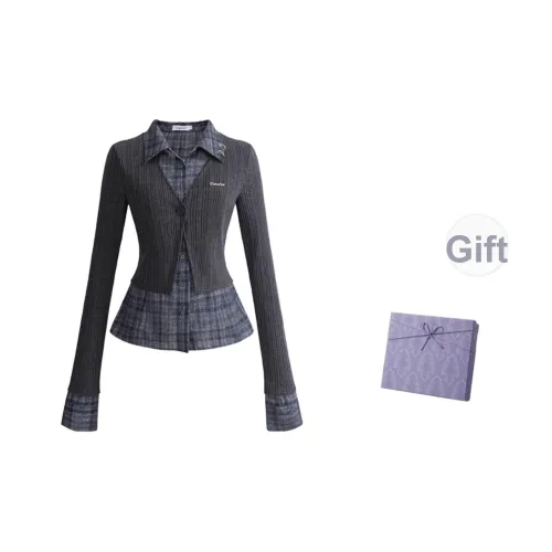 DITB Серый с Металлическим Кольцом Женские Рубашки