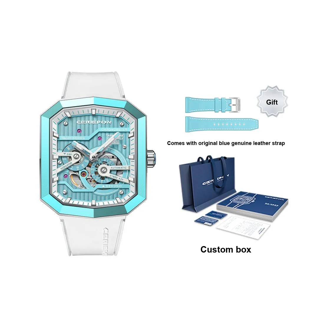 CERIEPON Автоматические механические часы Женские часы Синий циферблат CP 8902G A5