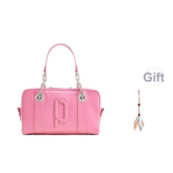 PECO Genuine Leather Handbag, Shoulder Bag, Crossbody Bag Unisex Black/White/Pink