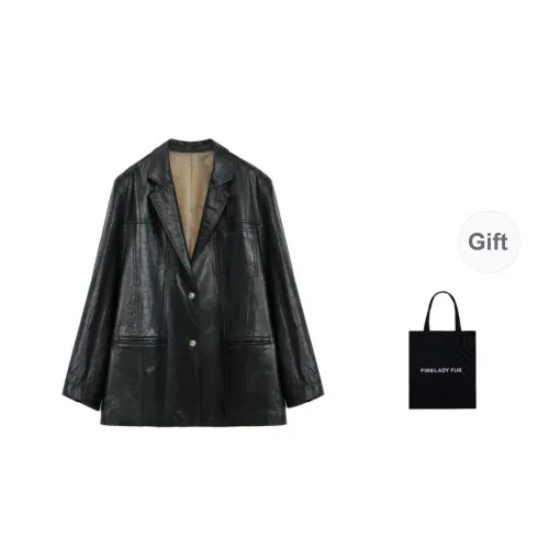 FIRELADY FUR Leather Jacket Women's Classic Black