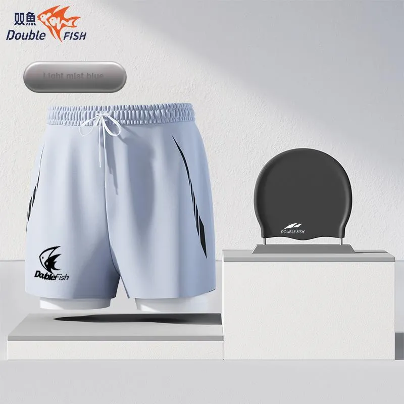 DOUBLEFISH Swimming Sets Polyester Elastane Silicone Pool Training Beach Sports Men's Haze Gray-2