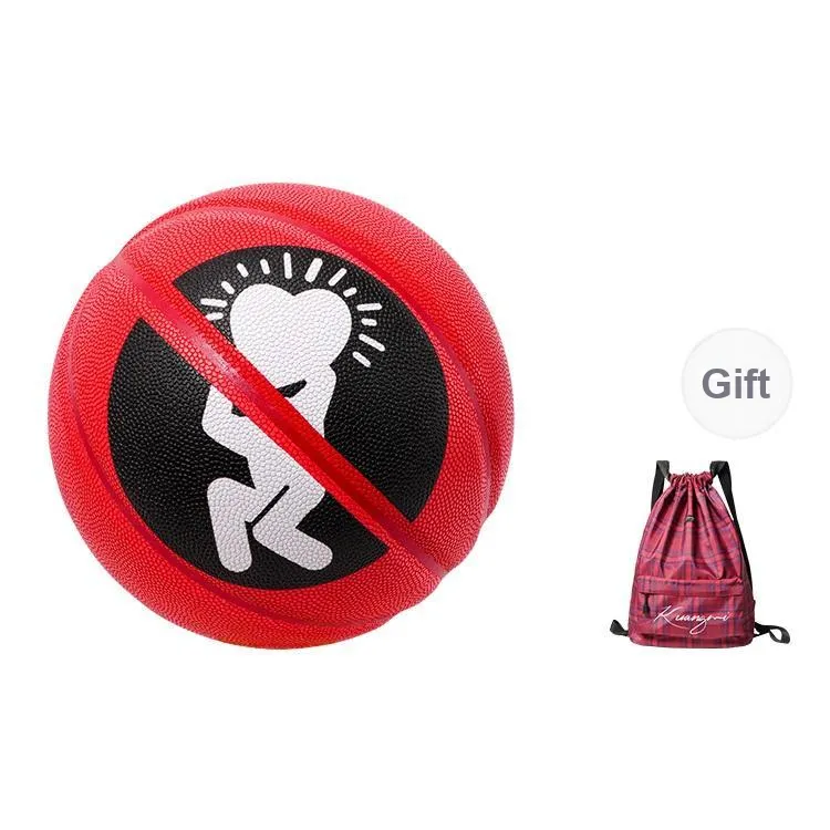 Kuangmi PU Basketball Black Red Size 7 Ball Street Unisex-9