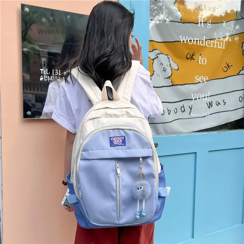 KAKAXI Composite Cloth Backpack Women's Pink/Blue/Green-1