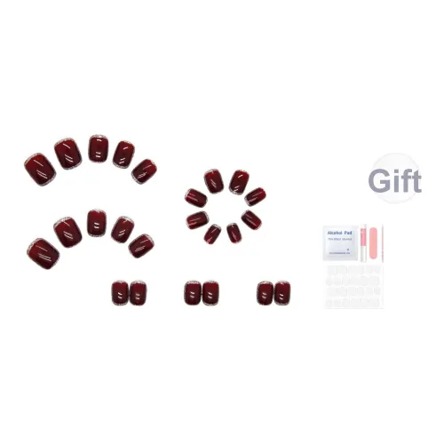 SEVERLAND Бургунди с блестками False Nail Короткий Красный Jump Цвет