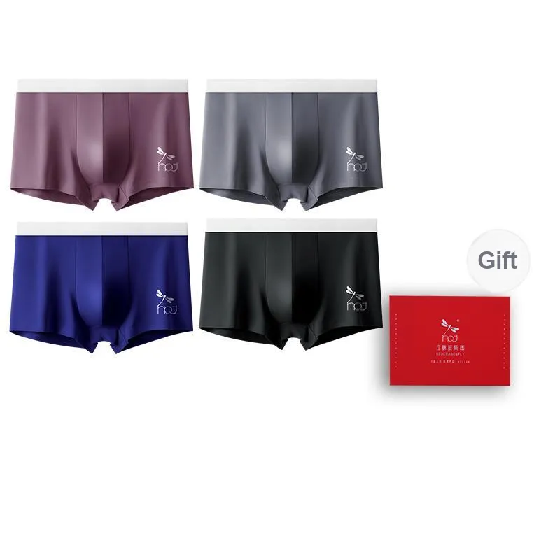 RED DRAGONFLY Cotton Panties Men's 4 Pack Gift Box Set-12