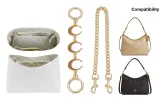 (Coach Hobo Bag) White DuPont Paper+Gold Brown Moon+Dog Clip Decorative Chain 45cm